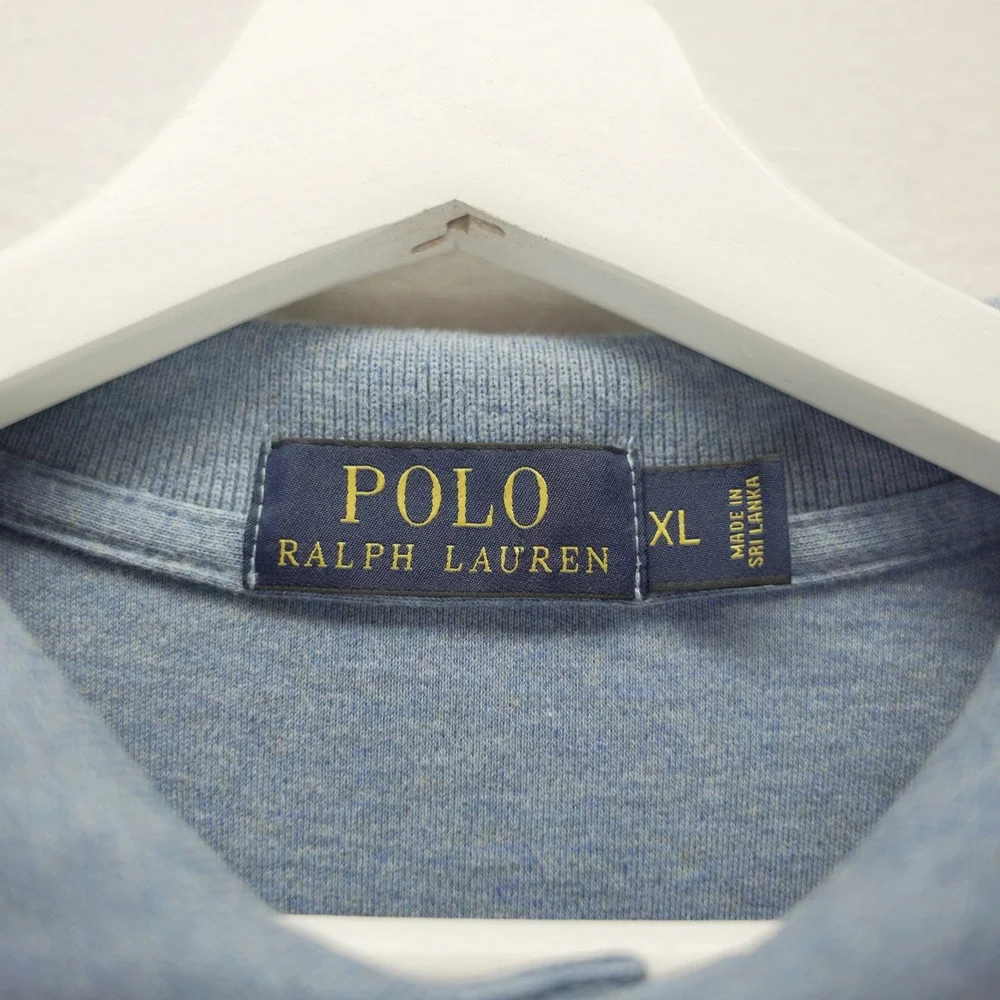 Polo Ralph Lauren Mens XL Blue Heather Short Sleeve Pink Pony Logo Polo Shirt